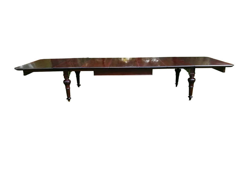 A Victorian Mahogany Fourteen To Sixteen Seater Dining Table / Refectory Table With Five Extensio...