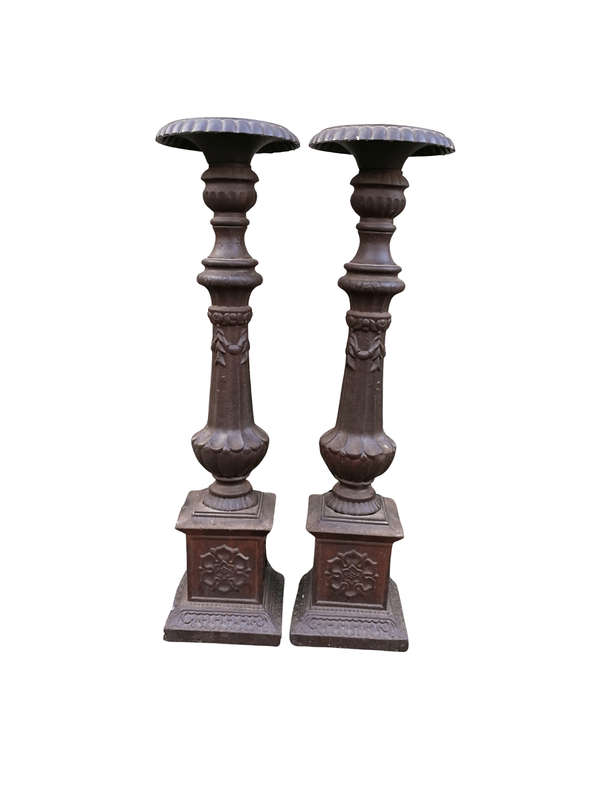 Pair Of French Cast Iorn Candle Holders