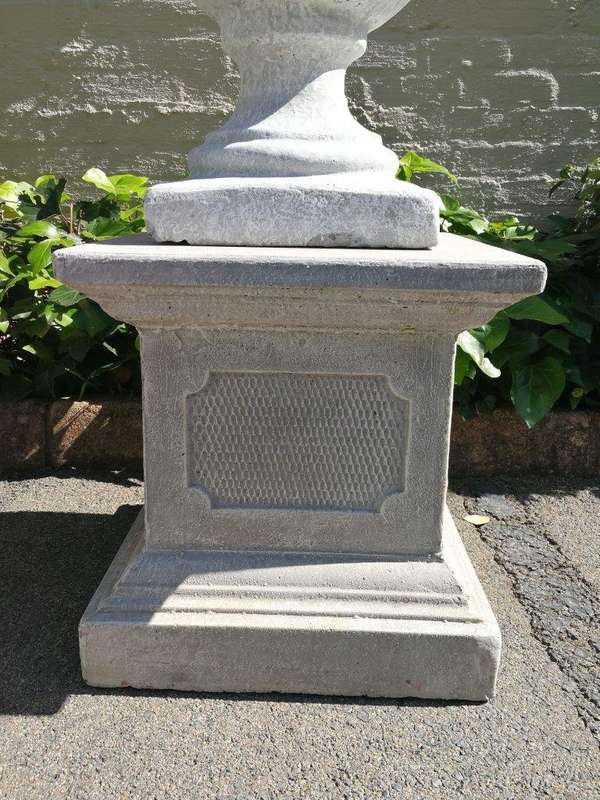 Pair Of Concrete Urns With The Plinths