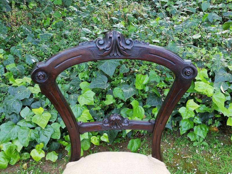 A Set Of 6 Victorian Carved Bustle Back Chairs