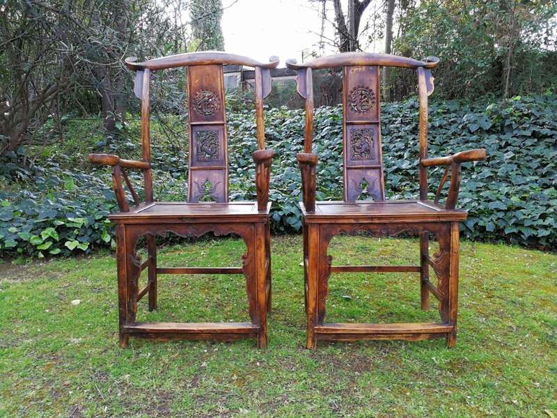 A Pair Of 19th Century Chinese Yoke Armchairs