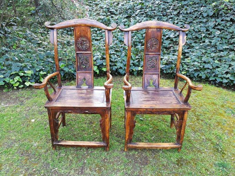 A Pair Of 19th Century Chinese Yoke Armchairs