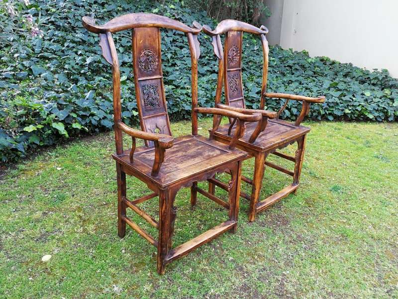 A Pair Of 19th Century Chinese Yoke Armchairs