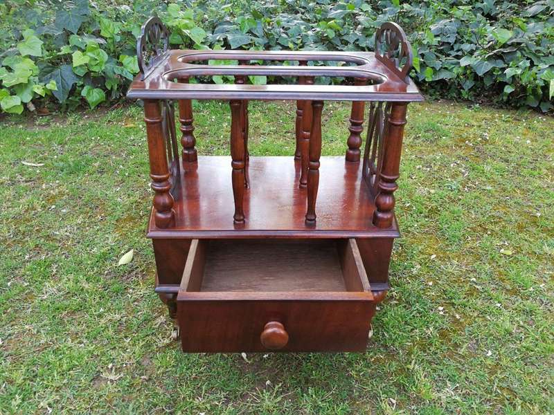 A Rare Victorian Mahogany Canterbury On Brass Caster