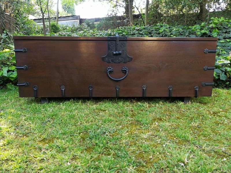 A Korean Elm Badaji Chest With Metal & Iron Lock & Handles