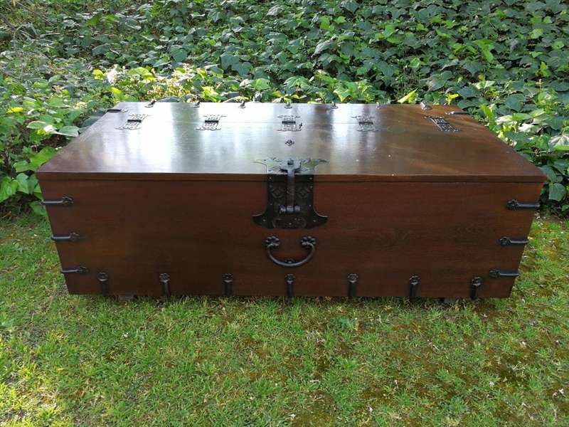 A Korean Elm Badaji Chest With Metal & Iron Lock & Handles