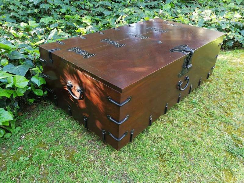 A Korean Elm Badaji Chest With Metal & Iron Lock & Handles
