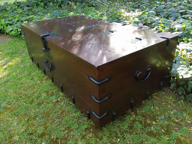 A Korean Elm Badaji Chest With Metal & Iron Lock & Handles