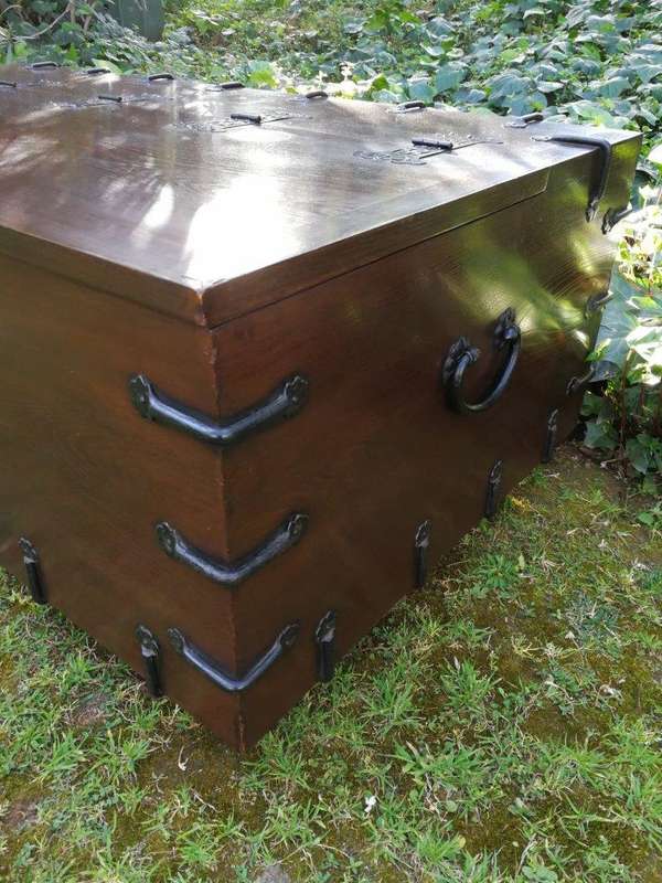 A Korean Elm Badaji Chest With Metal & Iron Lock & Handles