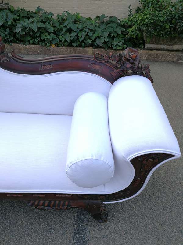 Antique American Empire Carved Mahogany Settee Circa 1880-1900 with Figural Eagle