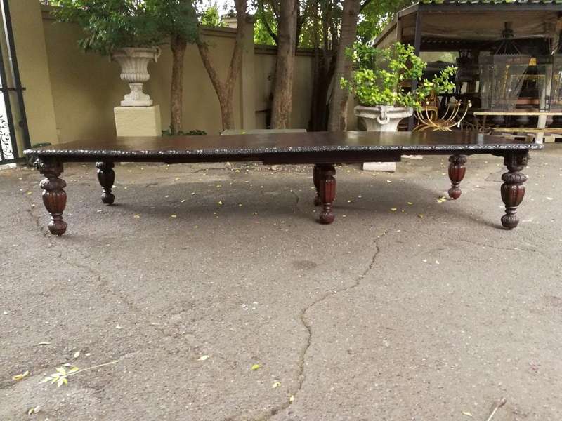 A Late 19th Century English Massive (395cm long) and Rare Heavily Carved Oak  Eighteen Seater Fou...