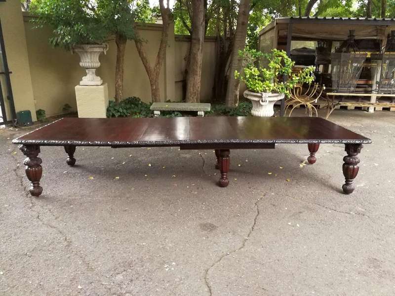 A Late 19th Century English Massive (395cm long) and Rare Heavily Carved Oak  Eighteen Seater Fou...