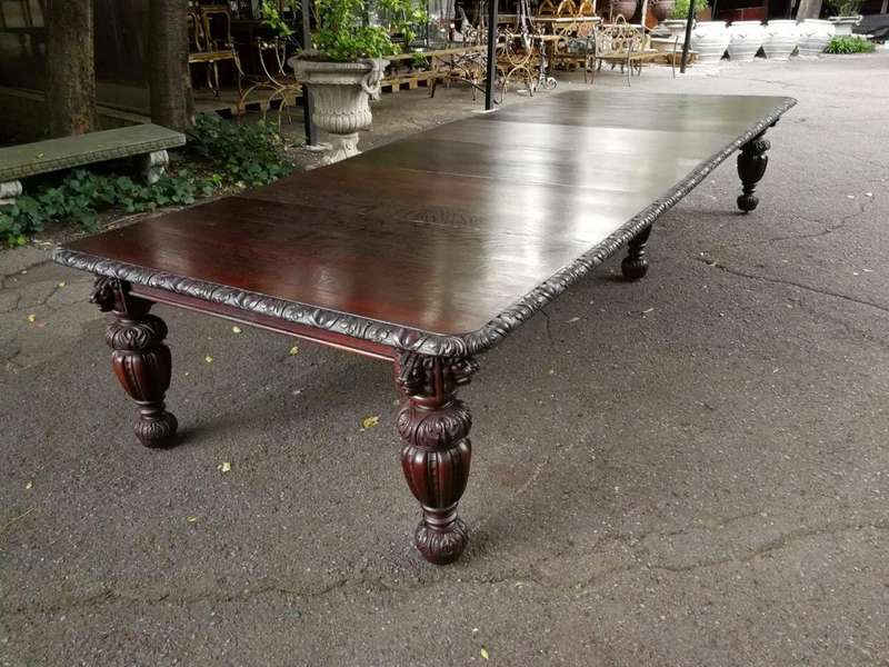 A Late 19th Century English Massive (395cm long) and Rare Heavily Carved Oak  Eighteen Seater Fou...