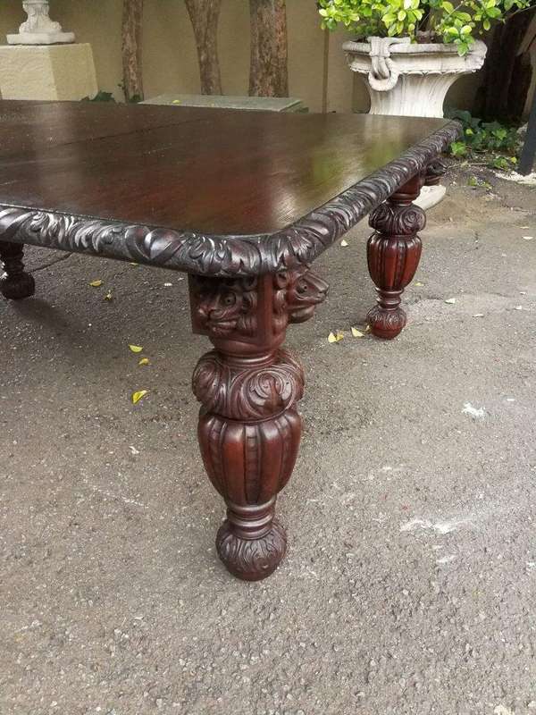 A Late 19th Century English Massive (395cm long) and Rare Heavily Carved Oak  Eighteen Seater Fou...