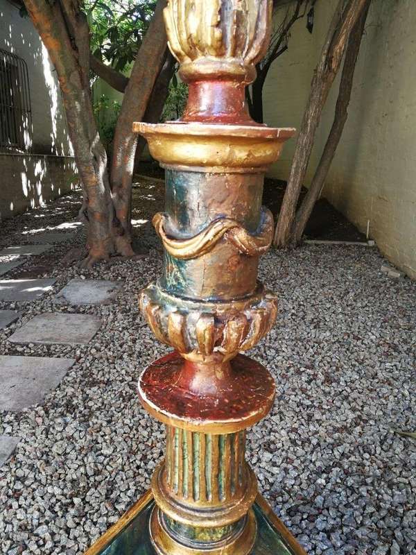 A Pair of Large Gilt-Wood Venetian Torchier Lamps