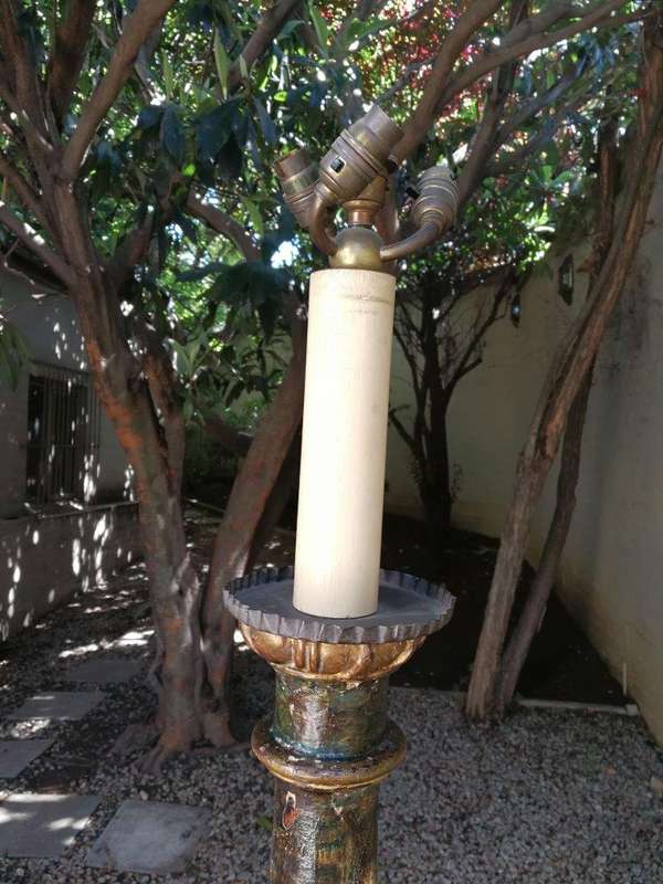 A Pair of Large Gilt-Wood Venetian Torchier Lamps