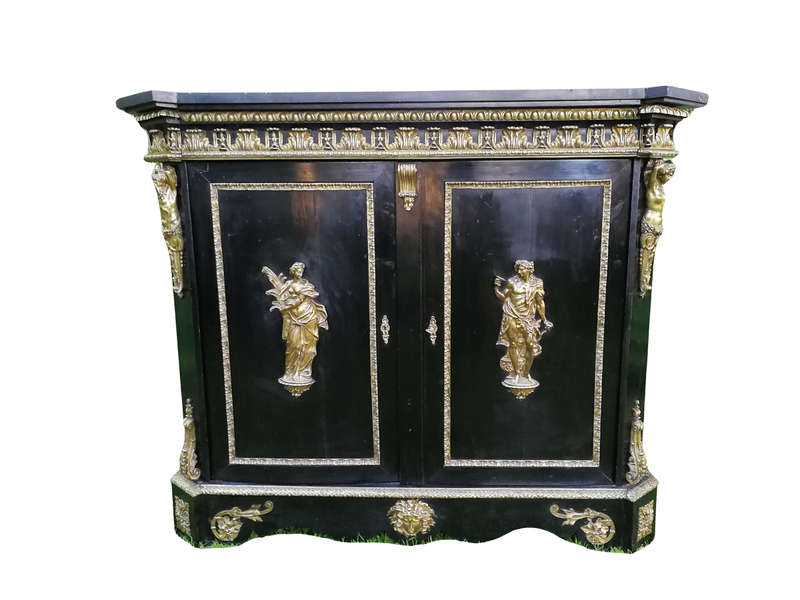 A Late 18th Century Ebonised and Ormolu Mounted Cabinet EBONISED AND ORMOLU-MOUNTED CABINET, LATE...