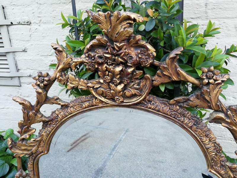 An Ornately Carved and Giltwood Mirror ND