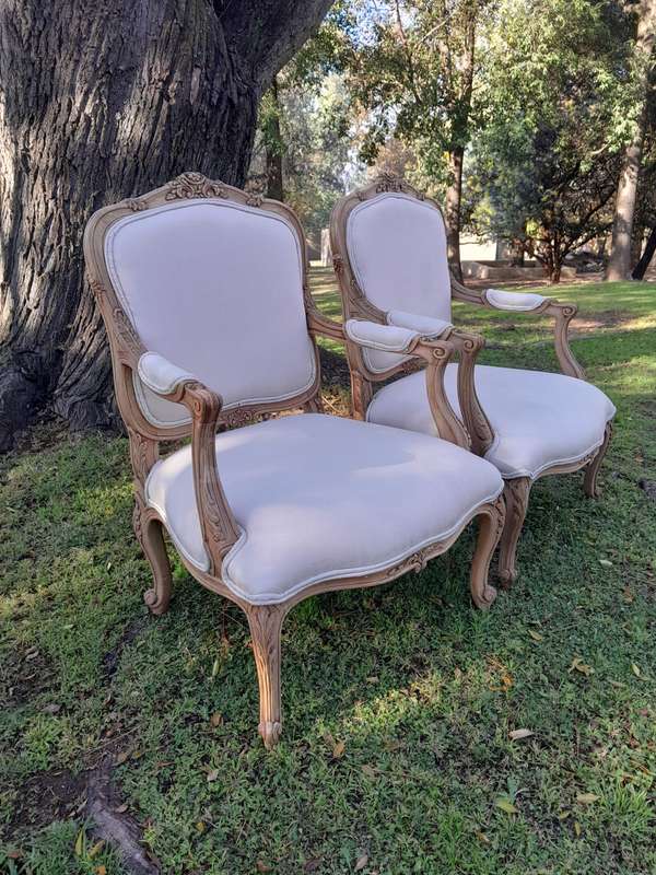 A Pair of 19th Century Circa 1900 French Beechwood Armchairs in a Contemporary Bleached Finish an...