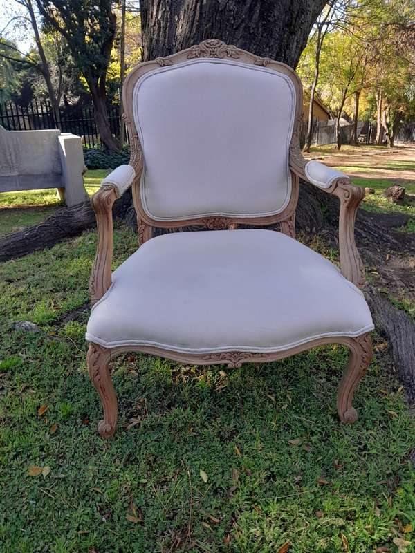 A Pair of 19th Century Circa 1900 French Beechwood Armchairs in a Contemporary Bleached Finish an...