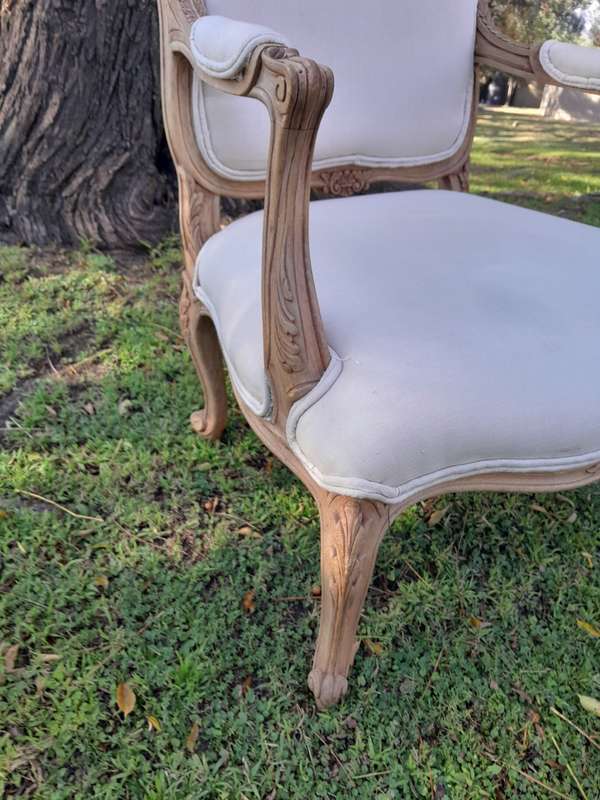 A Pair of 19th Century Circa 1900 French Beechwood Armchairs in a Contemporary Bleached Finish an...