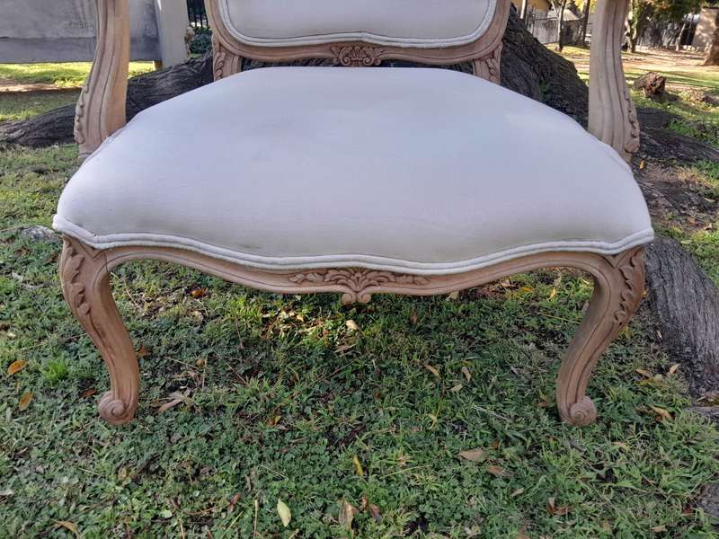 A Pair of 19th Century Circa 1900 French Beechwood Armchairs in a Contemporary Bleached Finish an...