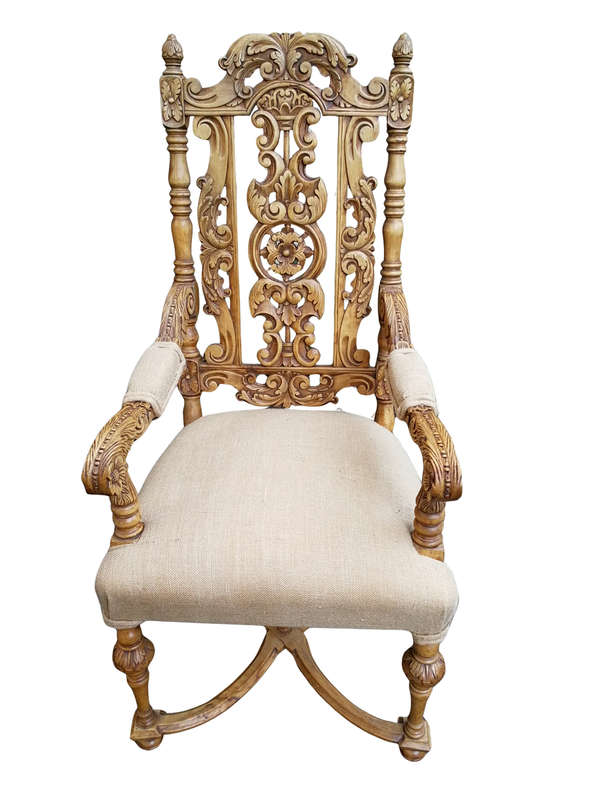 A Flemish Style Carved Wooden Armchair