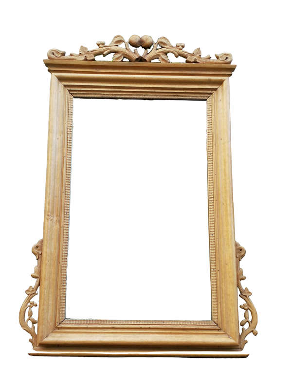 An Early 1900s (Possibly Victorian) Ornately Carved Natural Wooden Mirror