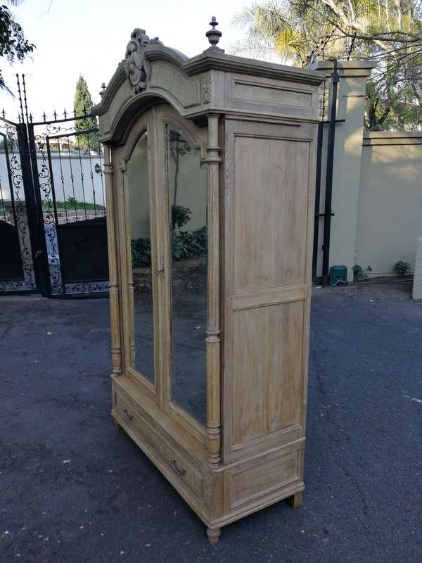 A 19th Century French Oak Armoire, with Bevelled Mirrors