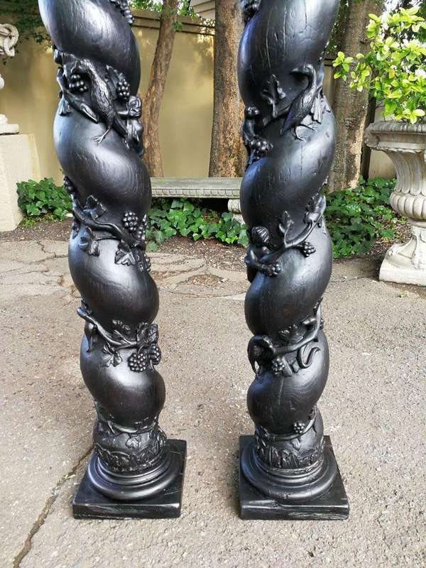 A Pair of 17th Century Baroque Flemish barley-twist Columns