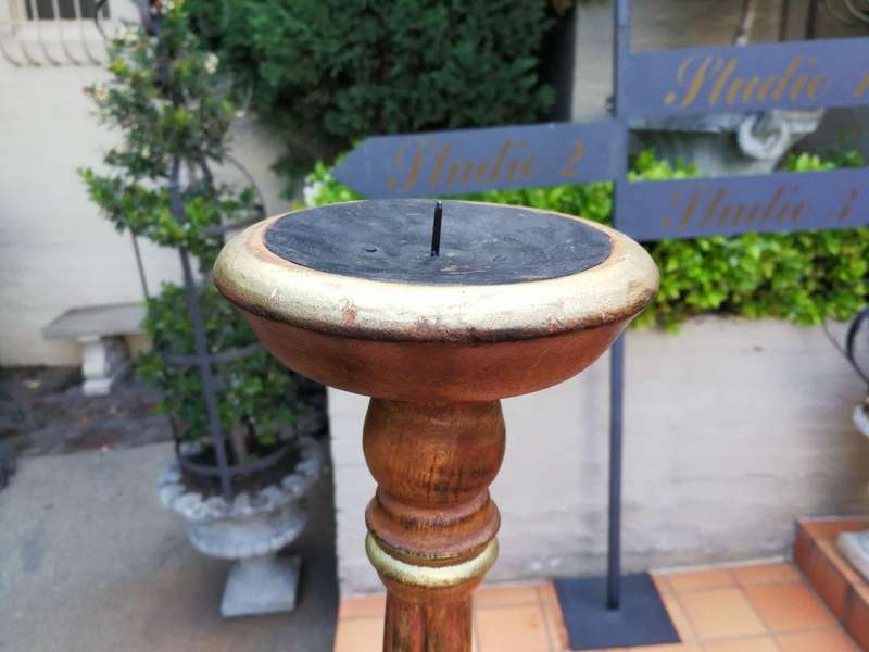 A Pair Of Gilded Wooden Candle Holders