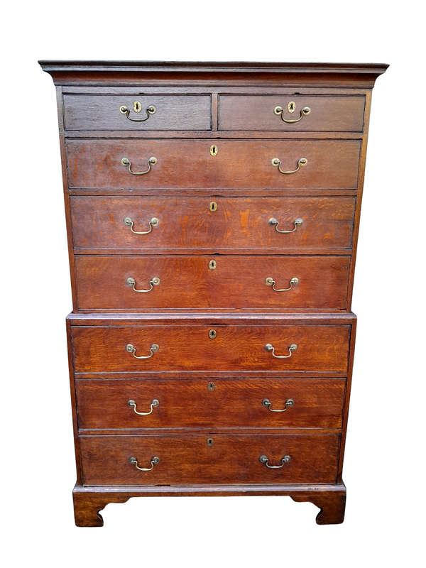 An 18th Century Oak Chest on Chest
