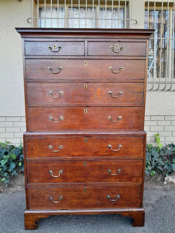 An 18th Century Oak Chest on Chest