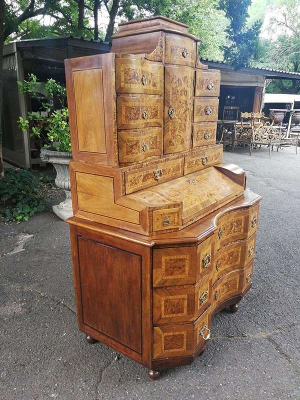 An 18th Century Rare Baroque Parquetry Burr Walnut Bureau Secretaire