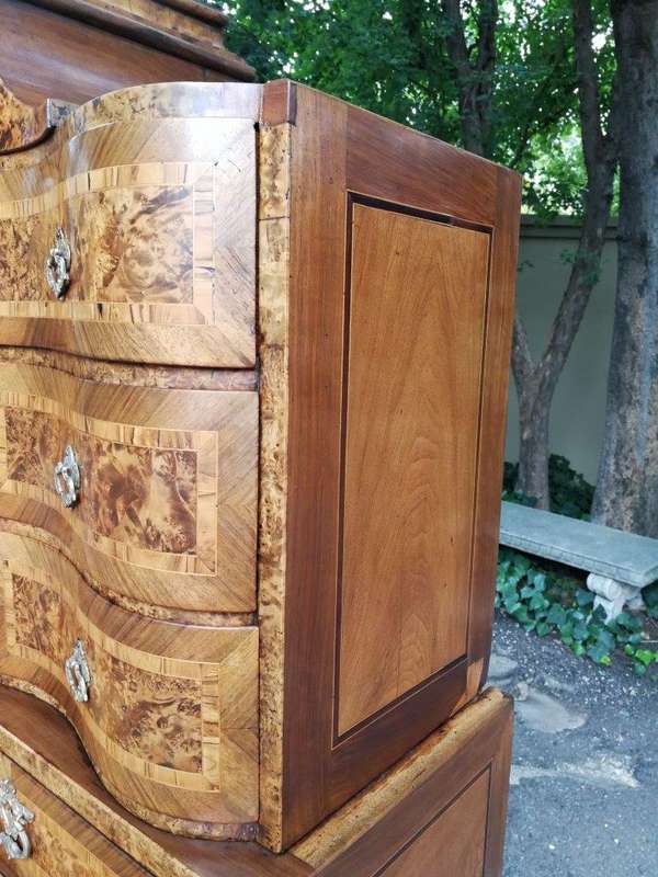 An 18th Century Rare Baroque Parquetry Burr Walnut Bureau Secretaire