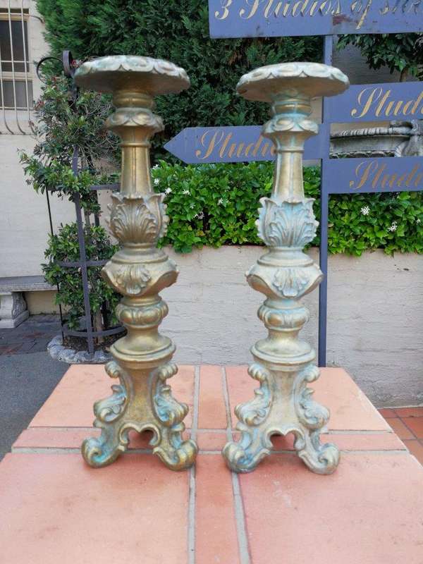 A Pair of Gilded Candle Holders