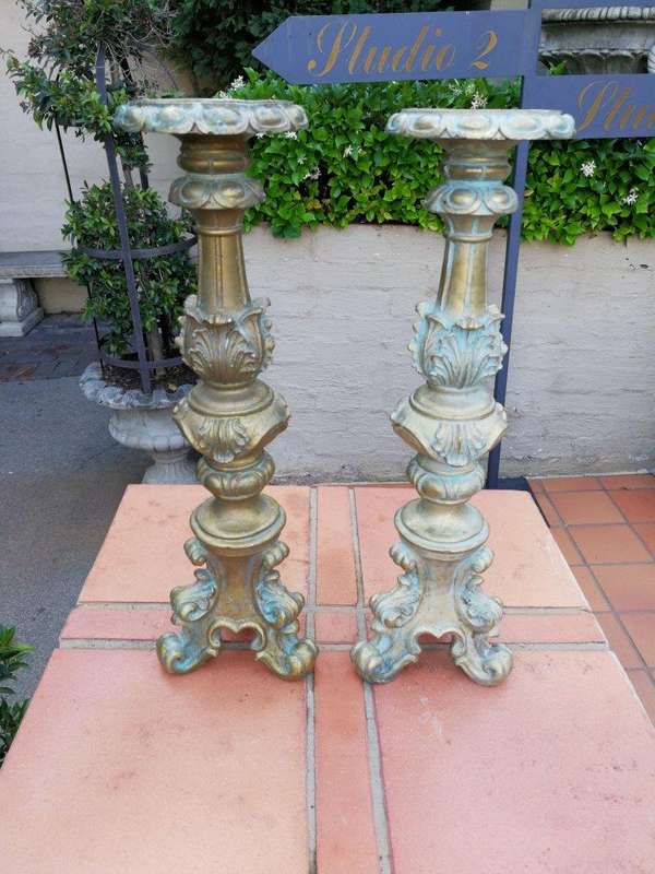 A Pair of Gilded Candle Holders