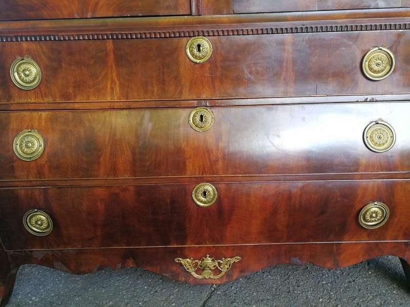 An Early 19th Century Mahogany Dutch Bombe Cabinet