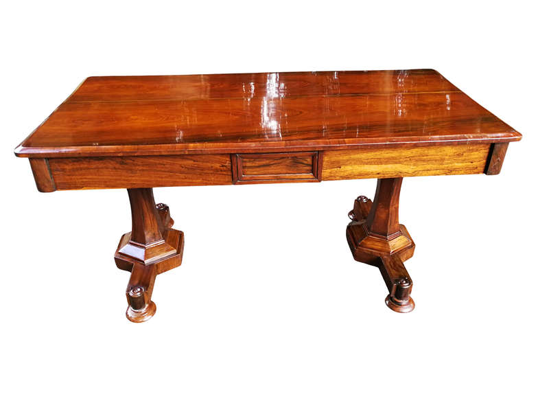 An Early 19th Century  English Solid Rosewood William The 4th  Writing/Drinks Table With Two Dr...