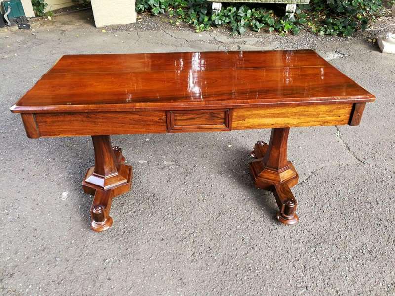 An Early 19th Century  English Solid Rosewood William The 4th  Writing/Drinks Table With Two Dr...