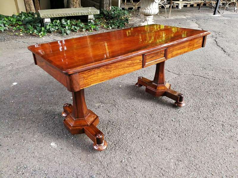 An Early 19th Century  English Solid Rosewood William The 4th  Writing/Drinks Table With Two Dr...