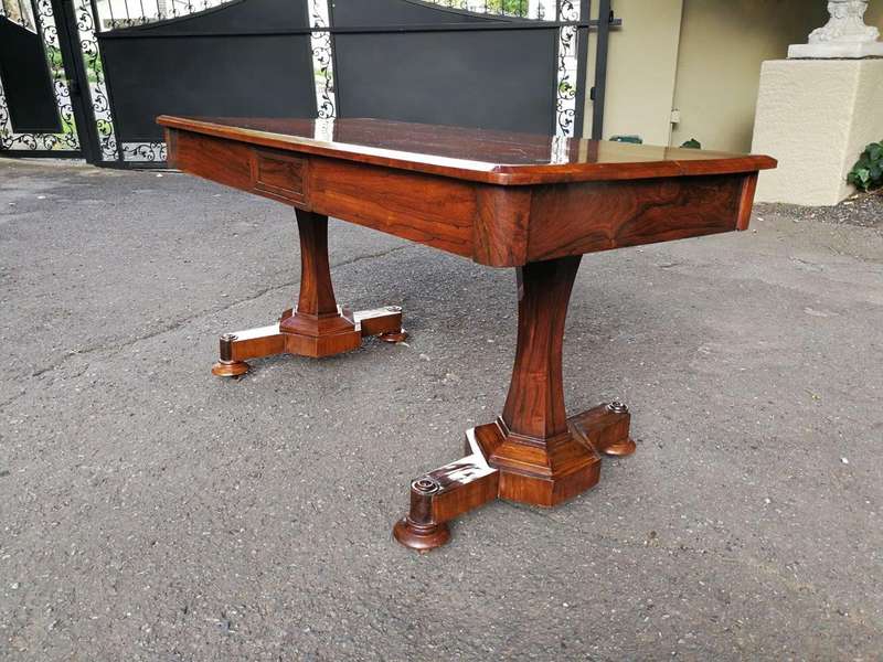 An Early 19th Century  English Solid Rosewood William The 4th  Writing/Drinks Table With Two Dr...