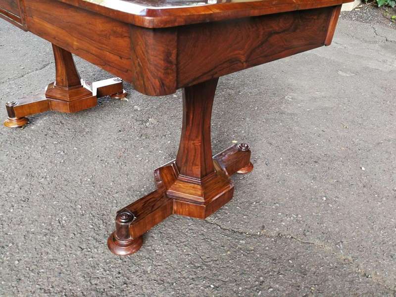 An Early 19th Century  English Solid Rosewood William The 4th  Writing/Drinks Table With Two Dr...