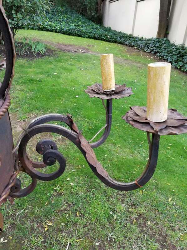 An Imported French Crown Design Wrought Iron Hand Painted Chandelier With 8 Arms