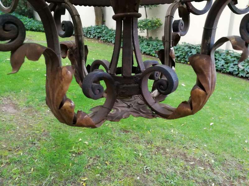 An Imported French Crown Design Wrought Iron Hand Painted Chandelier With 8 Arms
