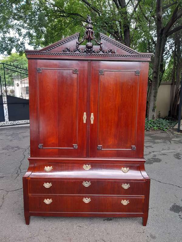 A Louis XVl Circa 1790 Mahogany Armoire, With Original Brass Mounts