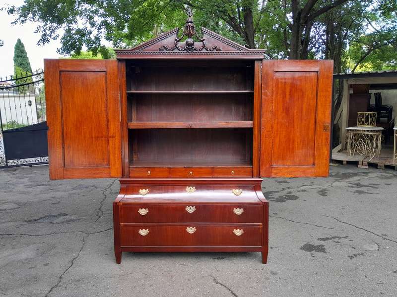 A Louis XVl Circa 1790 Mahogany Armoire, With Original Brass Mounts
