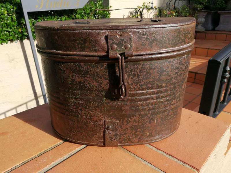 A Set of Two Antique/Vintage Decorative  Metal Hat Boxes
