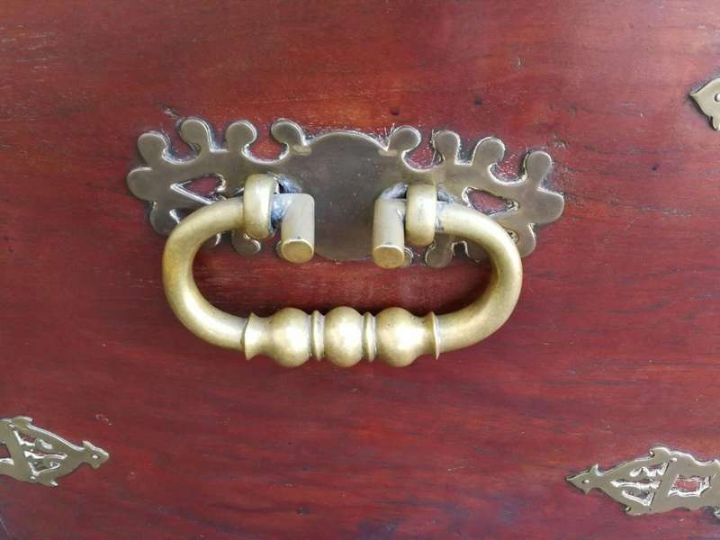 A 19th Century Dutch Colonial Batavian Brass-bound Teak Chest, With Original Lock Plate and Key. ...