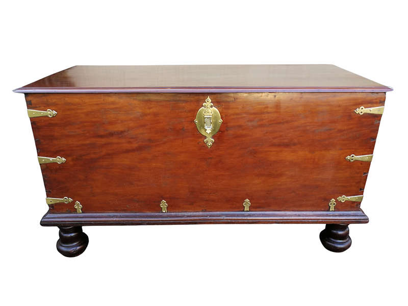A Rare Large 18th Century Dutch Batavian Trunk/Chest With Original Hardware